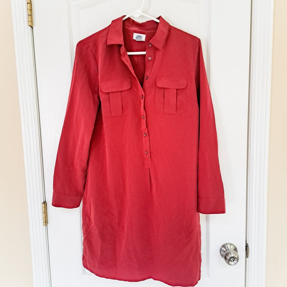 Old Navy Shirt Dress, Burgundy, Size Small
